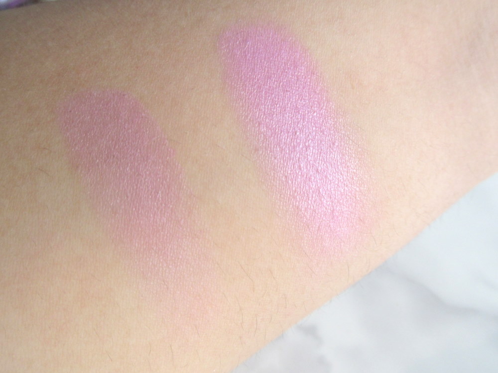 From Left to Right: Swatched once, lightly; swatched thrice and built up. 
