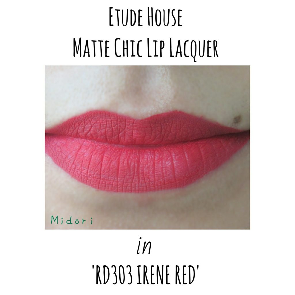 etude house matte chic lip laquer rd303 irene red, etude house red velvet, etude house liquid lipstick