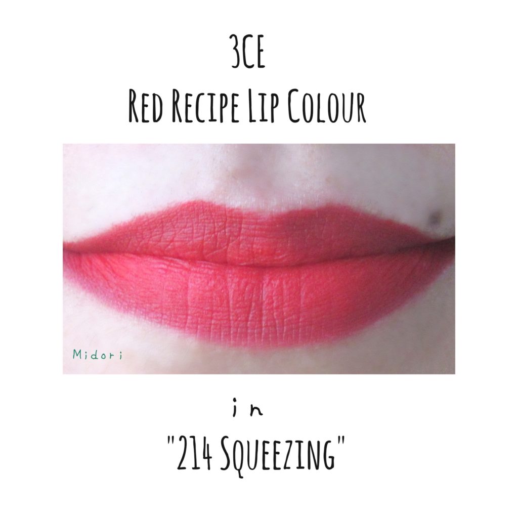 3 CONCEPT EYES RED RECIPE LIP COLOUR IN ‘#214 SQUEEZING’, 3ce red recipe lip colour 214 squeezing, stylenanda red recipe lip colour 214 squeezing, red lipstick korean