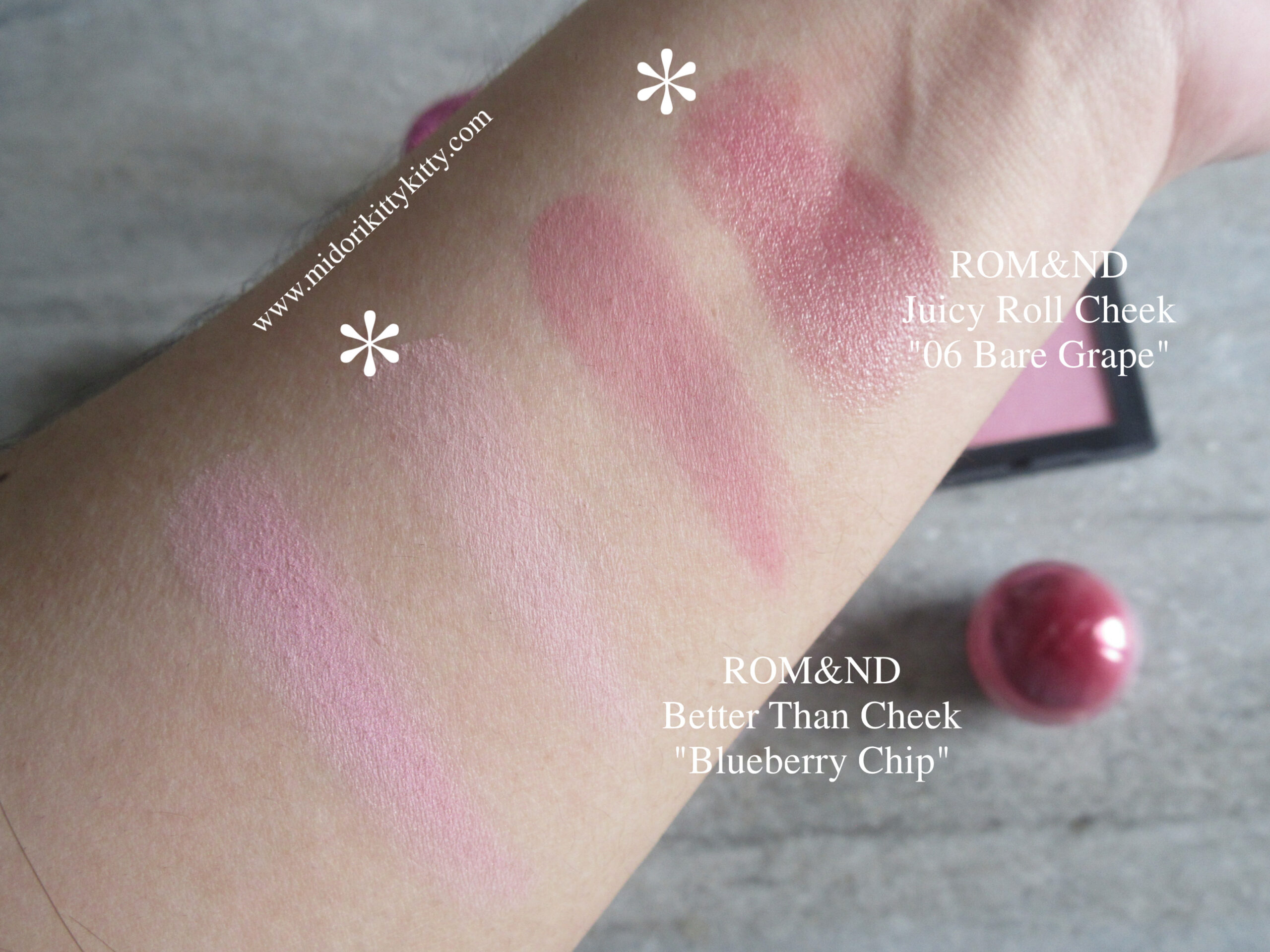 mac breath of plum, nars sex fantasy, fwee pocket cheek palette grapenberry, romand blueberry chip, romand strawberry milk, romand juicy roll cheek bare grape, rom&nd blushes, rom&nd juicy roll cheek bare grape, rom&nd better than cheek blueberry chip