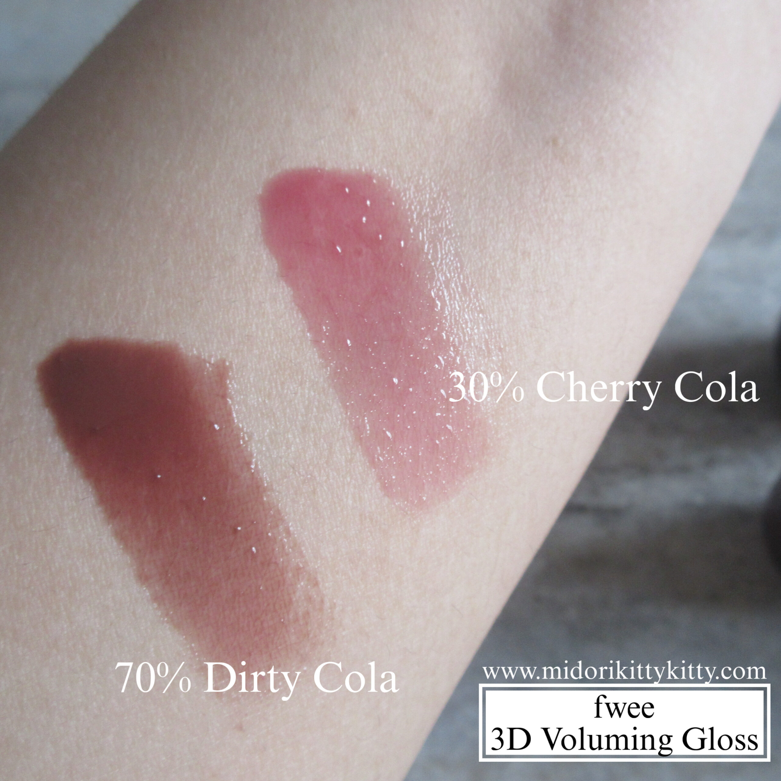 Fwee 3D Voluming Gloss 30% Cherry Cola, Fwee 3D Voluming Gloss 70% Dirty Cola, fwee cherry cola, fwee dirty cola, fwee gloss