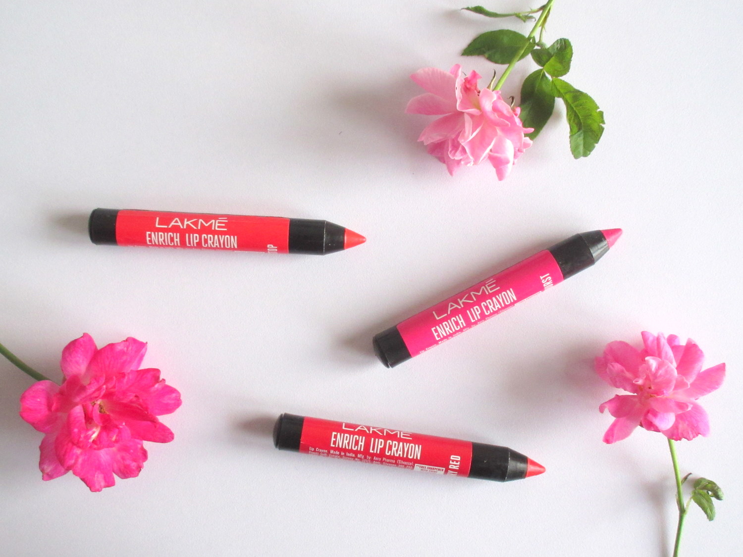 lakme enrich lip crayon berry red, lakme enrich lip crayon red stop, lakme enrich lip crayon pink burst