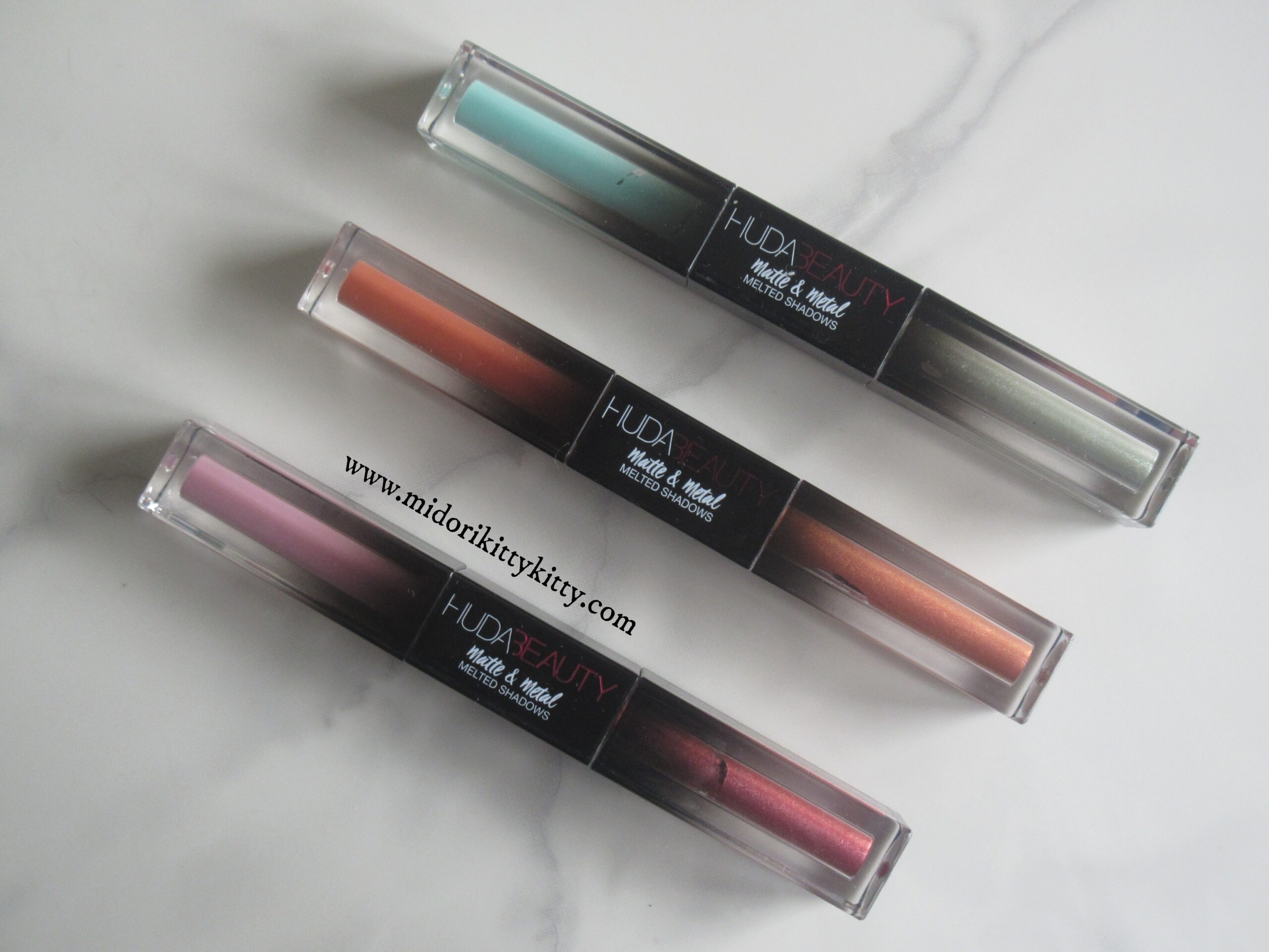 Huda Beauty Matte & Metal Melted Double Ended Liquid Eyeshadows minted dinero, Huda Beauty Matte & Metal Melted Double Ended Liquid Eyeshadows vipink million dollar deals, Huda Beauty Matte & Metal Melted Double Ended Liquid Eyeshadows room service do not disturb, Huda Beauty Matte & Metal Melted Double Ended Liquid Eyeshadows